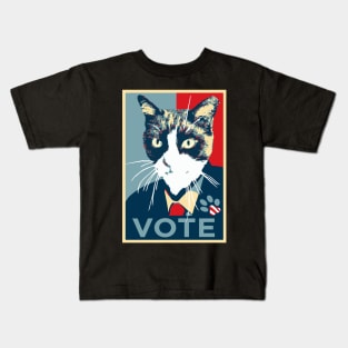 Cat running for president (Obama Hope logo) Kids T-Shirt